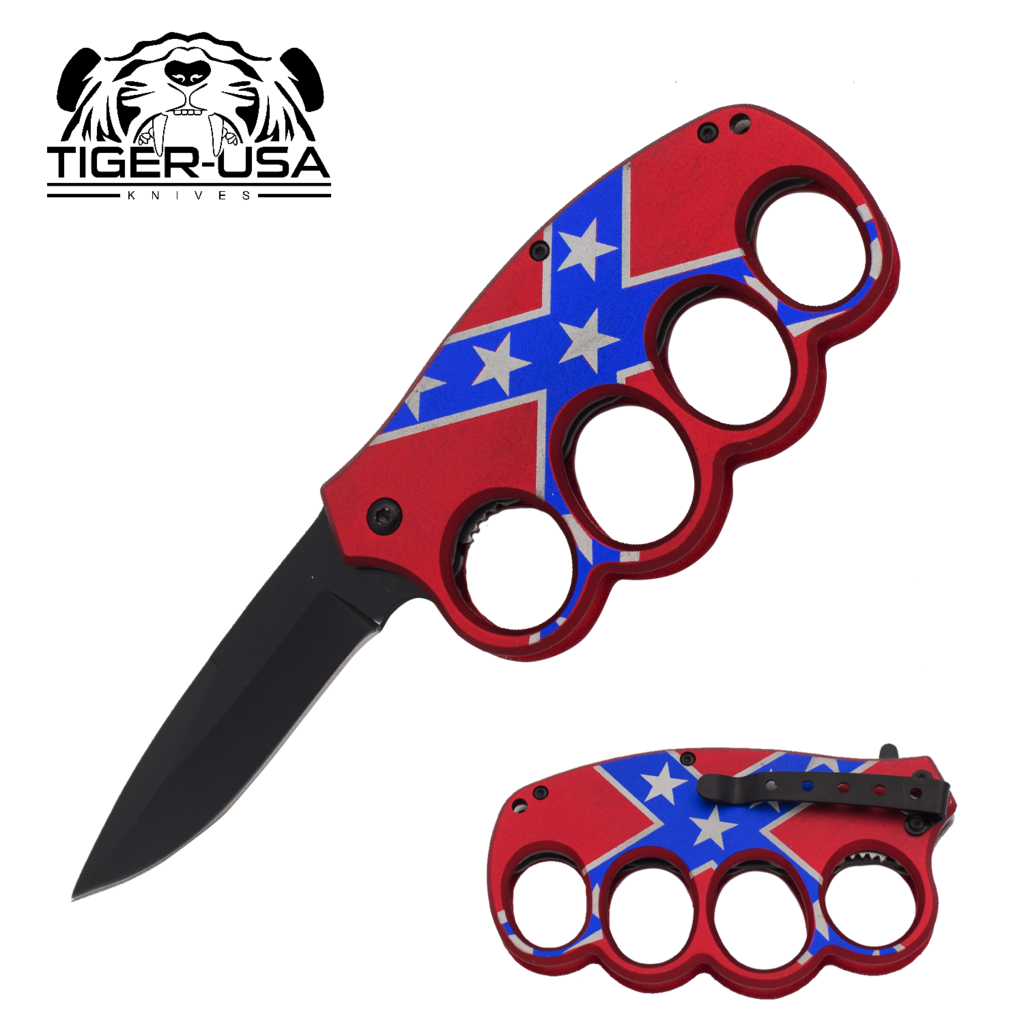 Tiger USA Rebel Flag Knuckle Knife